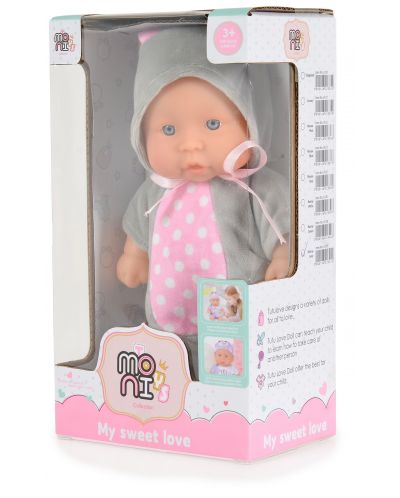 Κούκλα Moni Toys - Με κοστούμι γκρι κουνελάκι, 20 εκ - 3