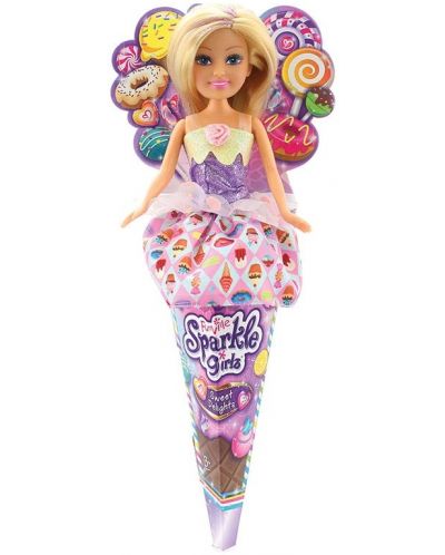 Κούκλα σε χωνάκι Sparkle Girlz, με φόρεμα με γλυκά, ποικιλία - 5