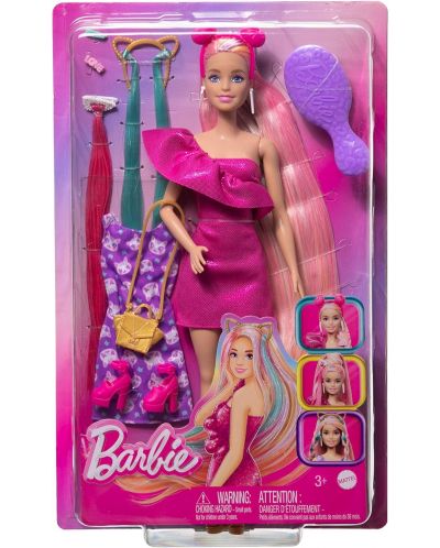 Κούκλα Barbie Fun & Fancy Hair - Με μακριά πολύχρωμα μαλλιά και αξεσουάρ - 7