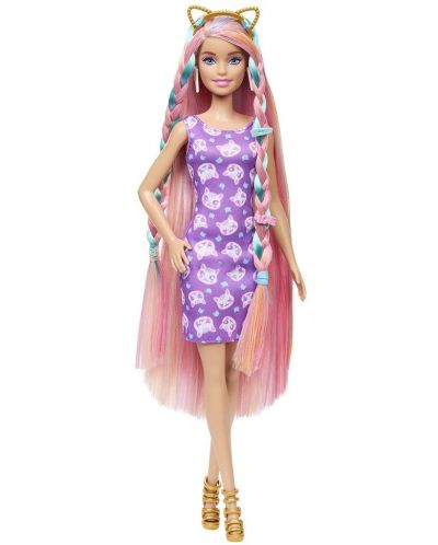 Κούκλα Barbie Fun & Fancy Hair - Με μακριά πολύχρωμα μαλλιά και αξεσουάρ - 2