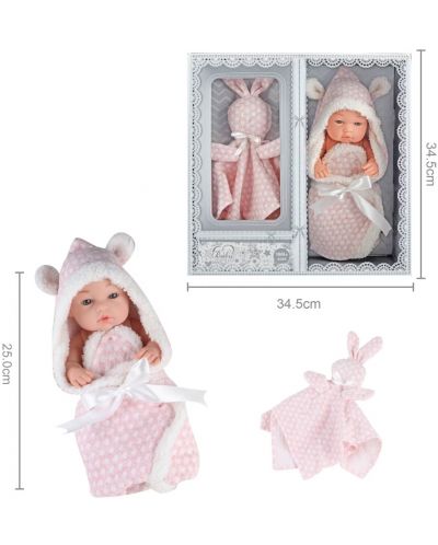 Κούκλα μωρό  Raya Toys Baby So Lovely - Νεογέννητο με παιχνίδι, 25 cm, ροζ - 3