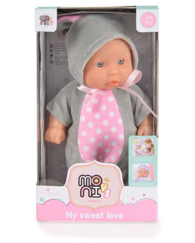 Κούκλα Moni Toys - Με κοστούμι γκρι κουνελάκι, 20 εκ - 2