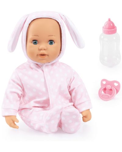 Κούκλα με ήχους Bayer - Anna Baby, ανοιχτό ροζ κουνελάκι, 38 cm - 1