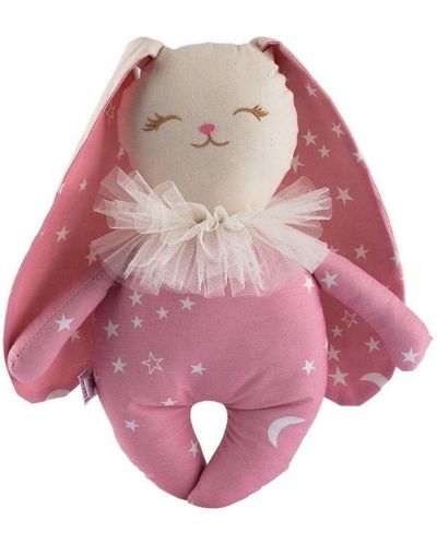 Υφασμάτινη κούκλα Asi Dolls -Ολίβια το μικρό κουνελάκι, ροζ με λευκά αστέρια, 34 cm - 1