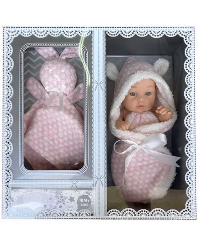 Κούκλα μωρό  Raya Toys Baby So Lovely - Νεογέννητο με παιχνίδι, 25 cm, ροζ - 1