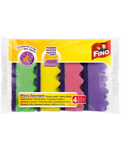 Σφουγγαράκια κουζίνας Fino - Wavy, 4 τεμάχια, πολύχρωμα - 1