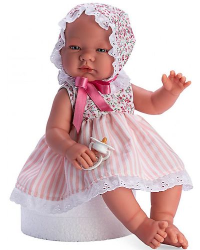 Κούκλα Asi - Μωρό Μαρία, με καλοκαιρινό φόρεμα και καπέλο με λουλούδια, 43 εκ - 1