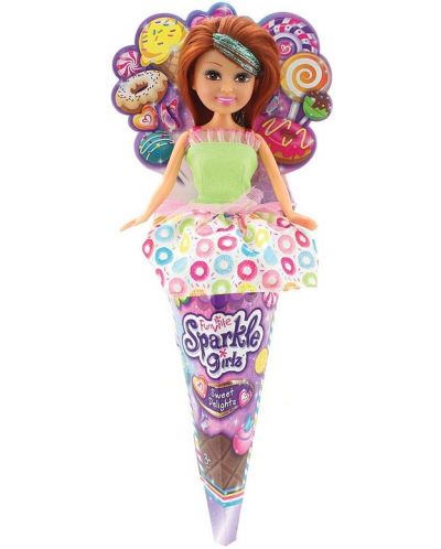 Κούκλα σε χωνάκι Sparkle Girlz, με φόρεμα με γλυκά, ποικιλία - 3