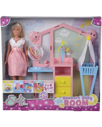 Κούκλα Simba Toys Steffi Love - Steffi σε παιδικό δωμάτιο, 20 αξεσουάρ - 1