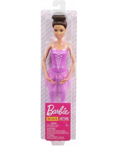 Κούκλα Mattel Barbie - Μπαλαρίνα με καστανά μαλλιά και μωβ φόρεμα - 1
