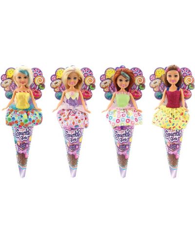 Κούκλα σε χωνάκι Sparkle Girlz, με φόρεμα με γλυκά, ποικιλία - 1