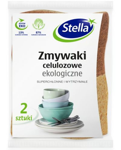 Οικολογικά σφουγγάρια κουζίνας για πιάτα Stella - Cellulose, 2 τεμάχια, καφέ - 1