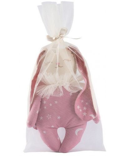 Υφασμάτινη κούκλα Asi Dolls -Ολίβια το μικρό κουνελάκι, ροζ με λευκά αστέρια, 34 cm - 2