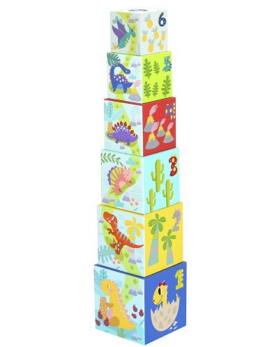Πύργος από κύβους από χαρτόνι με φιγούρες Tooky Toy - Δεινόσαυροι - 2