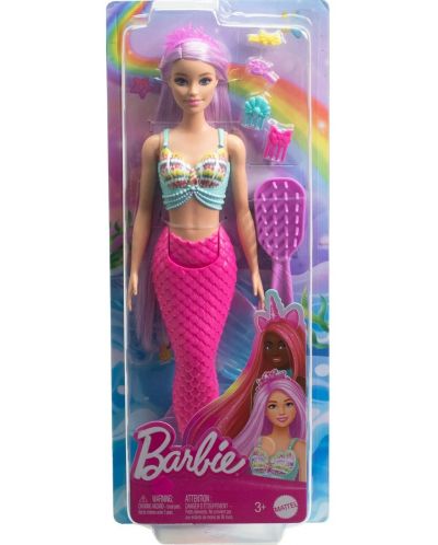 Κούκλα Barbie - Γοργόνα με μωβ μαλλιά και αξεσουάρ - 2