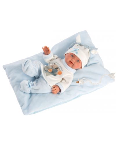 Κούκλα-μωρό Llorens - Με μπλε ρουχαλάκια, μαξιλάρι και λευκό καπέλο, 26 εκ - 3