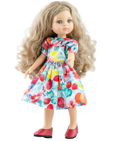 Κούκλα Paola Reina Amigas - Κάρλα, με πολύχρωμο φόρεμα με φρούτα, 32 εκ - 1