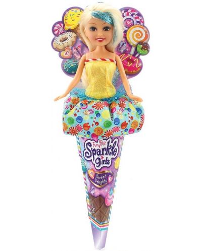 Κούκλα σε χωνάκι Sparkle Girlz, με φόρεμα με γλυκά, ποικιλία - 4