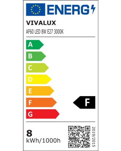 Λάμπα LED Vivalux - AF60, E27, 8W, 3000K, για Ντουί  - 2
