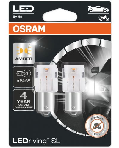 LED Λάμπες αυτοκινήτου Osram - LEDriving, SL, Amber, P21W, 1.3W, 2 τεμάχια, κίτρινο - 1