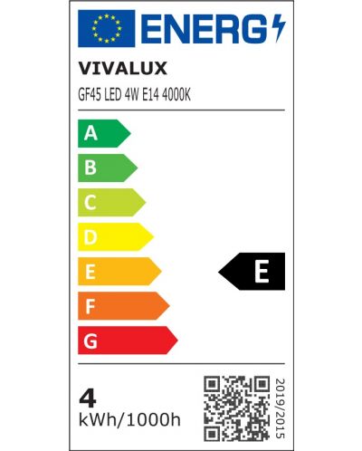 Λάμπα LED Vivalux - GF45, E14, 4W, 4000K, για Ντουί  - 2