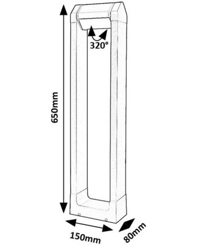 LED Φωτιστικό εξωτερικού χώρου Rabalux - Medna, IP54, 8W, 530lm, 3000K, μαύρο - 9