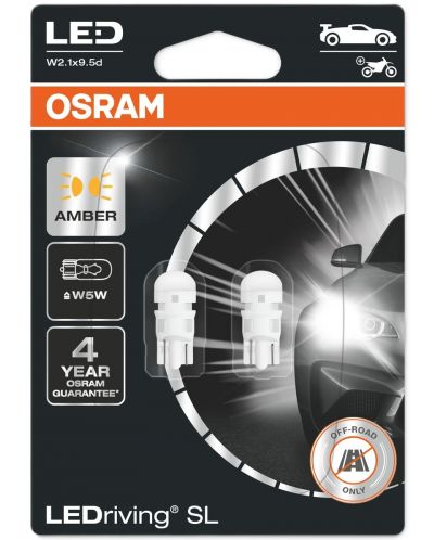 LED Λάμπες αυτοκινήτου Osram - LEDriving, SL, Amber, W5W, 1W, 2 τεμάχια, κίτρινο - 1