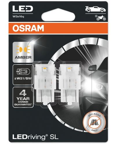 LED Λάμπες αυτοκινήτου Osram - LEDriving, SL, Amber, W21/5W, 1.9W, 2 τεμάχια, κίτρινο - 1
