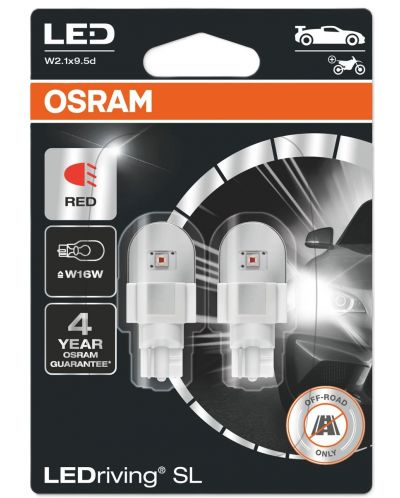 LED Λάμπες αυτοκινήτου Osram - LEDriving, SL, Red, W16W, 1.4W, 2 τεμάχια, κόκκινο - 1