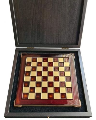 Πολυτελές χειροποίητο σκάκι Manopoulos, 20 х 20 cm, μπορντό - 1