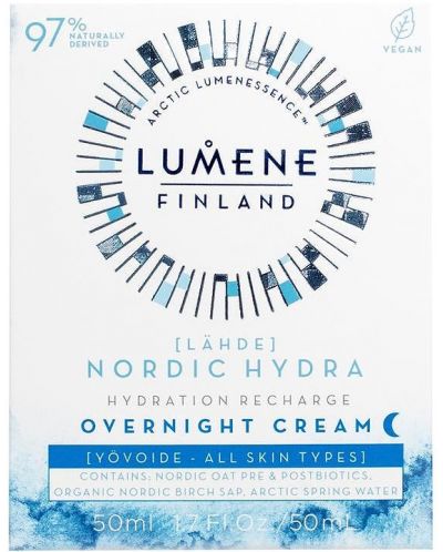 Lumene Lahde Ενυδατική πρεβιοτική κρέμα νύχτας Nordic Hydra, 50 ml - 3