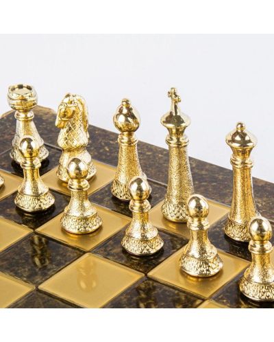 Πολυτελές σκάκι Manopoulos - Staunton,καφέ και χρυσό, 44 x 44 εκ - 5