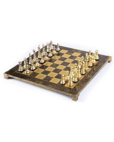 Πολυτελές σκάκι Manopoulos - Staunton,καφέ και χρυσό, 44 x 44 εκ - 1
