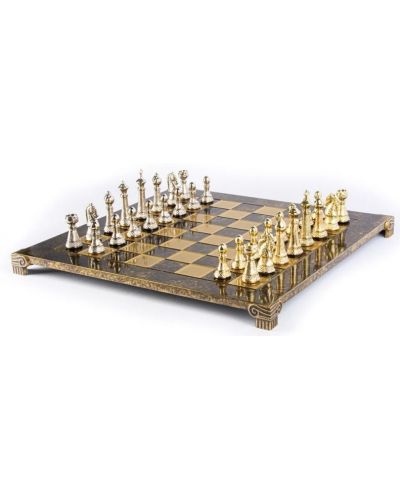 Πολυτελές σκάκι Manopoulos - Staunton,καφέ και χρυσό, 44 x 44 εκ - 3