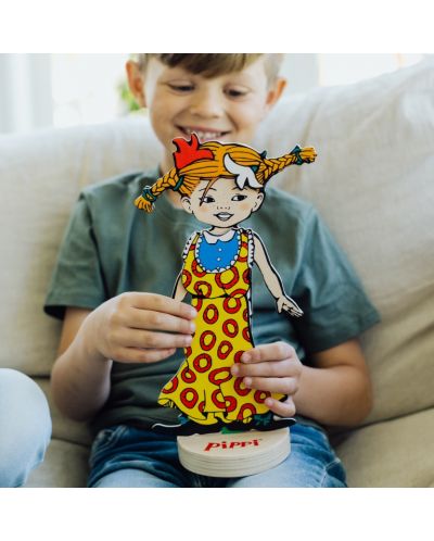 Μαγνητική ξύλινη κούκλα με ρούχα Micki Pippi - Πίπη η Φακιδομύτη - 3