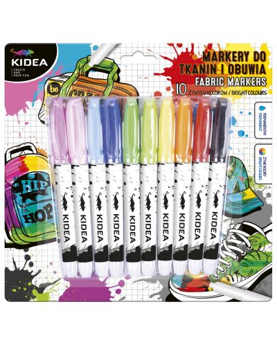 Μαρκαδόροι Kidea - για υφάσματα, 10 χρώματα - 1