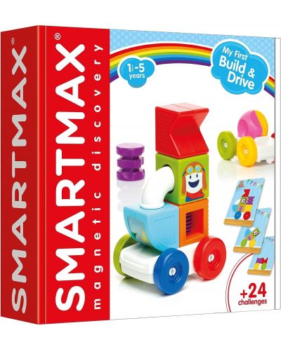 Μαγνητικός κατασκευαστής Smart Games Smartmax -Συναρμολογήστε και οδηγήστε, 8 μέρη  - 1