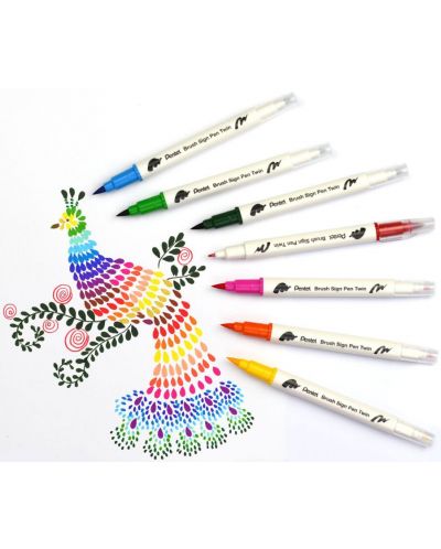Πινέλο μαρκαδόρου Pentel Sign Pen Twin - 18 χρώματα - 3