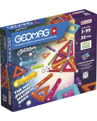 Μαγνητική κατασκευή Geomag - Glitter, 35 κομμάτια - 1