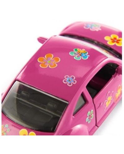 Μεταλλικό αυτοκίνητο Siku - Vw The Beetle Pink, με αυτοκόλλητα με λουλούδια - 2