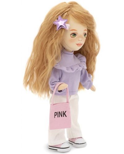 Απαλή κούκλα Orange Toys Sweet Sisters - Sunny με μωβ πουλόβερ, 32 cm - 3