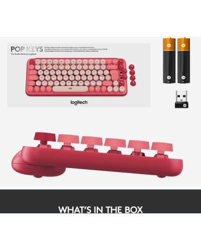Μηχανικό πληκτρολόγιο Logitech - POP Keys,  ασύρματο, ροζ - 8