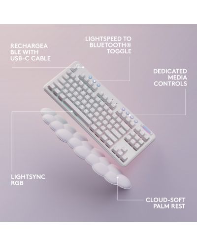 Μηχανικό πληκτρολόγιο Logitech - G715, Tactile, RGB, Off White - 7