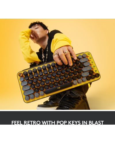 Μηχανικό πληκτρολόγιο Logitech - POP Keys, ασύρματο, κίτρινο/μαύρο - 2