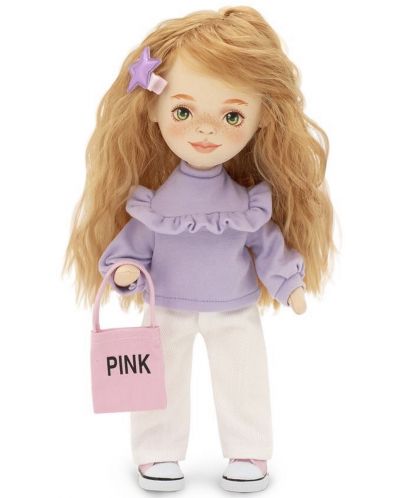 Απαλή κούκλα Orange Toys Sweet Sisters - Sunny με μωβ πουλόβερ, 32 cm - 2