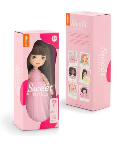 Απαλή κούκλα Orange Toys Sweet Sisters - Sophie με ροζ τριαντάφυλλο φόρεμα, 32 cm - 2
