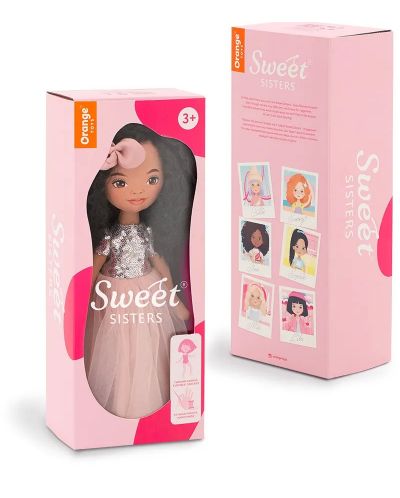 Απαλή κούκλα Orange Toys Sweet Sisters - Η Τίνα με ροζ φόρεμα με παγιέτες, 32 εκ - 2