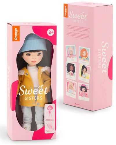 Απαλή κούκλα Orange Toys Sweet Sisters - Λιλού με το παρκά σε μουσταρδί χρώμα, 32 εκ - 2