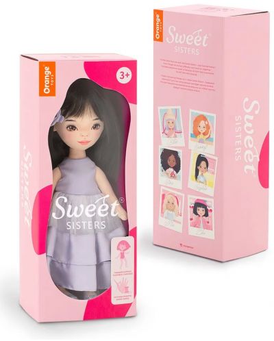 Απαλή κούκλα Orange Toys Sweet Sisters - Η Lilu με μωβ φόρεμα, 32 cm - 2