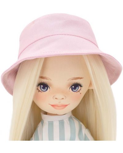 Απαλή κούκλα Orange Toys Sweet Sisters - Mia με ριγέ ολόσωμη φόρμα, 32 cm - 4
